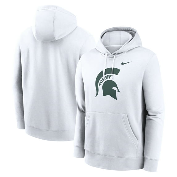 Men's Nike White Michigan State Spartans Primetime Evergreen Club Fleece Pullover Hoodie