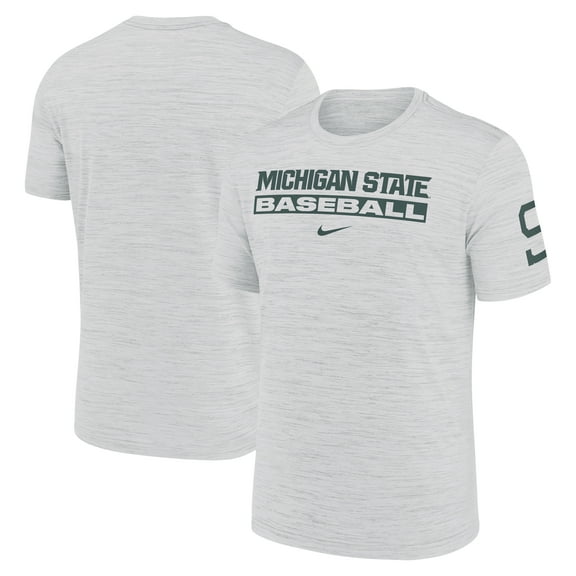 Men's Nike Ash Michigan State Spartans Velocity Baseball Wordmark Stack Dri-FIT T-Shirt