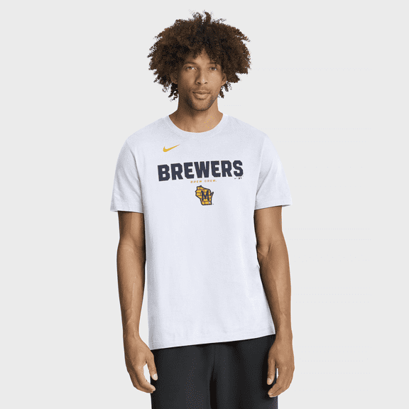 Men's Nike White Milwaukee Brewers Bold Team Name T-Shirt