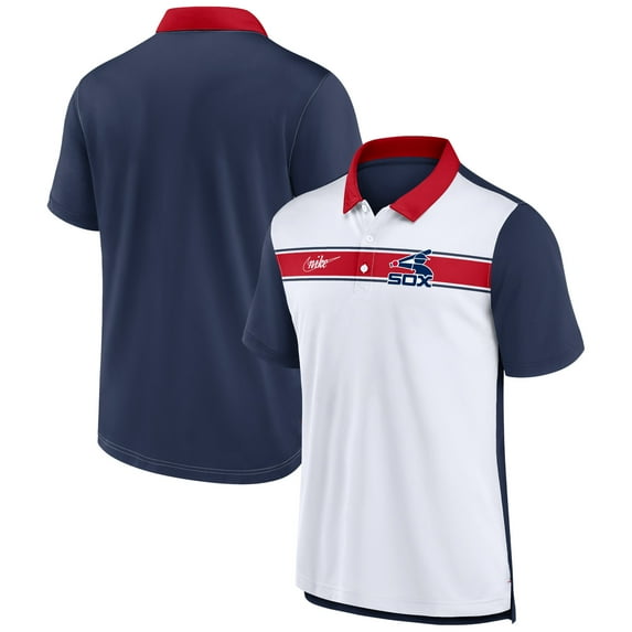 Men's Nike White/Navy Chicago White Sox Rewind Stripe Polo