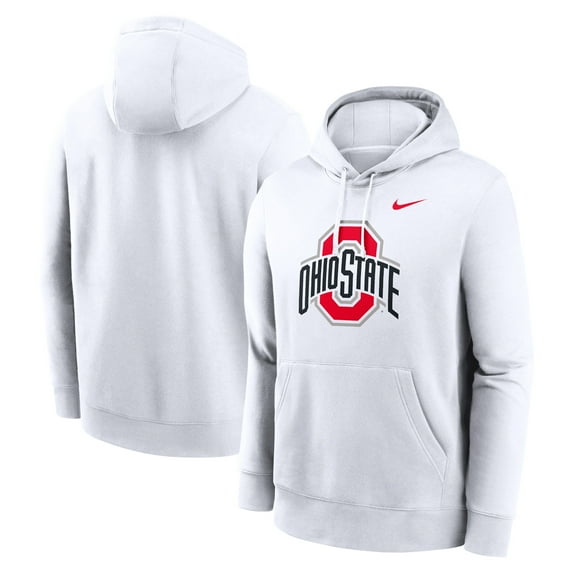 Men's Nike White Ohio State Buckeyes Primetime Club Fleece Pullover Hoodie