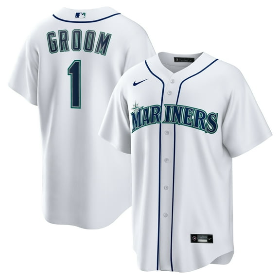 Men's-Nike  White Seattle Mariners #1 Groom Home Replica Jersey