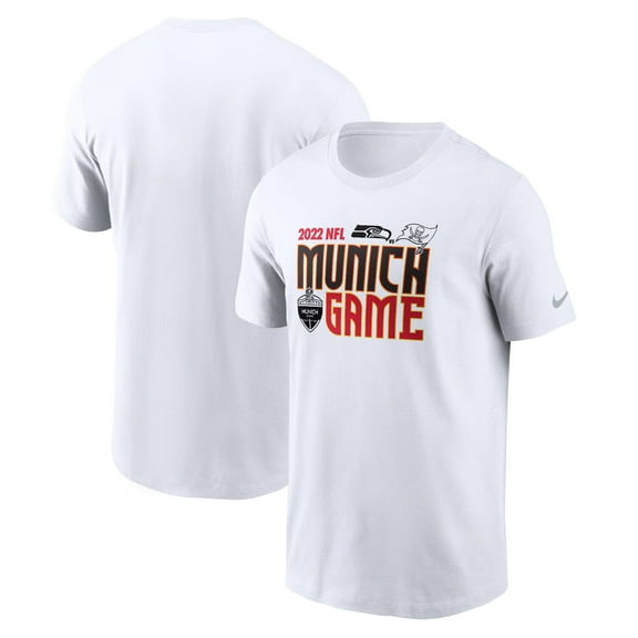 Men's Nike White Seattle Seahawks vs. Tampa Bay Buccaneers Essential Munich Game T-Shirt