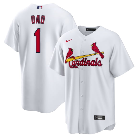 Men's-Nike  White St. Louis Cardinals #1 Dad Home Replica Jersey