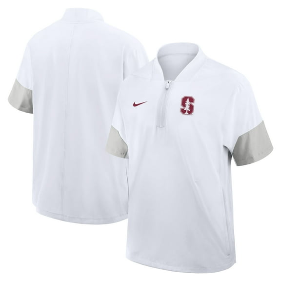 Men's Nike White Stanford Cardinal 2025 Sideline Short Sleeve Quarter-Zip Dri-FIT Coach Jacket