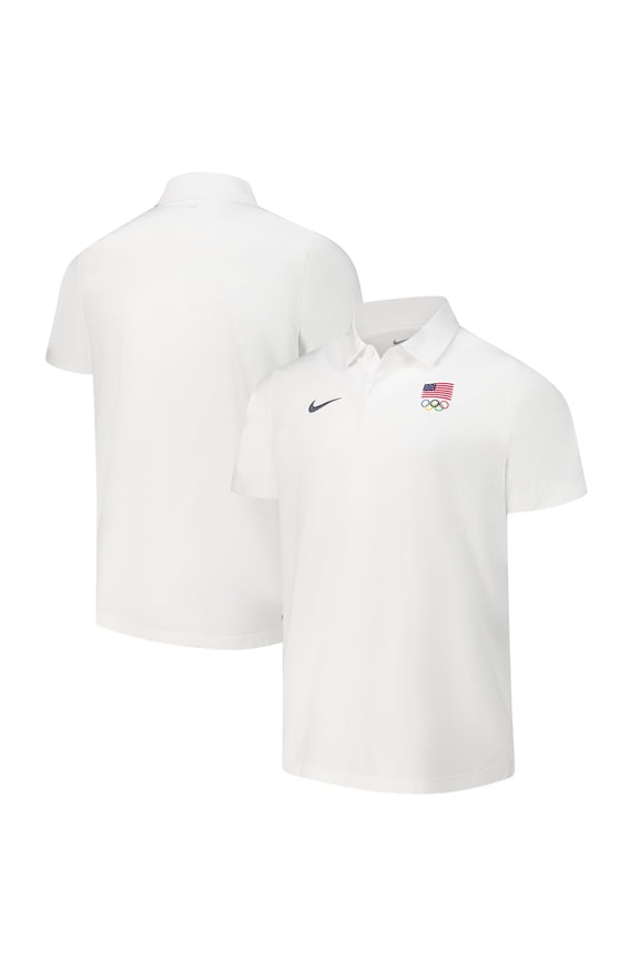 Men's Nike White Team USA Woven Performance Polo