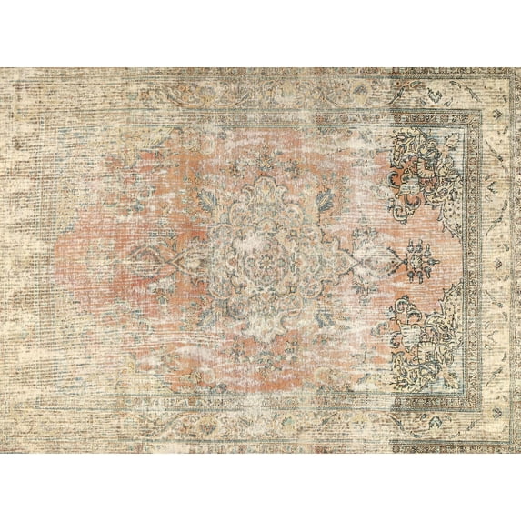 Ahgly Company Machine Washable Indoor Rectangle Contemporary Deep Peach Orange Area Rugs, 5' x 7'