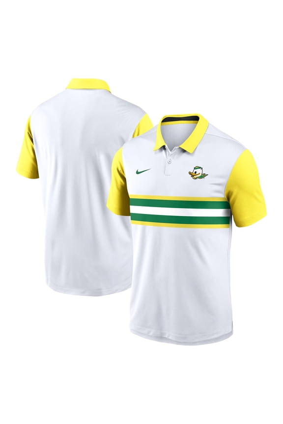 Men's Nike White/Yellow Oregon Ducks Athletic Prep Alt Logo Vapor Dri-FIT Polo