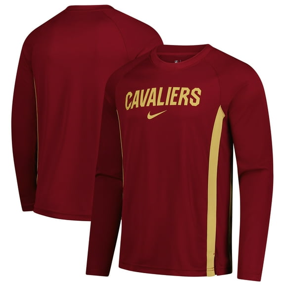 Men's Nike Wine Cleveland Cavaliers 2025/26 Authentic Pre-Game Legend Dri-FIT Long Sleeve Shooting Shirt