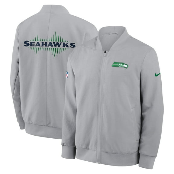 Men's Nike Wolf Gray Seattle Seahawks 2025 Rivalries Collection Sideline Full-Zip Bomber Jacket