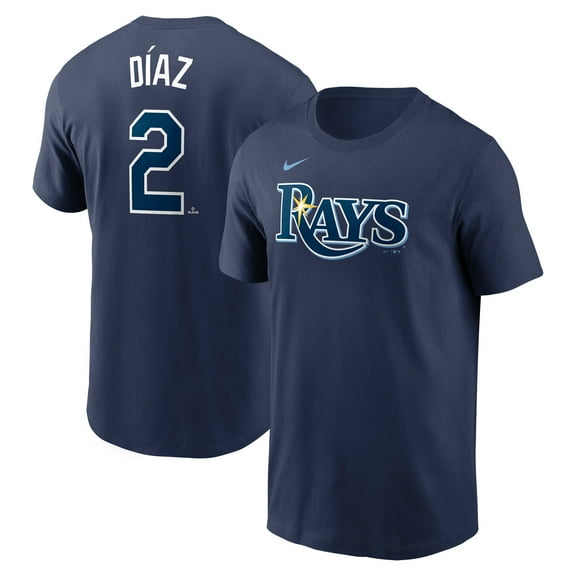 Men's Nike Yandy Diaz Navy Tampa Bay Rays Fuse Name & Number T-Shirt