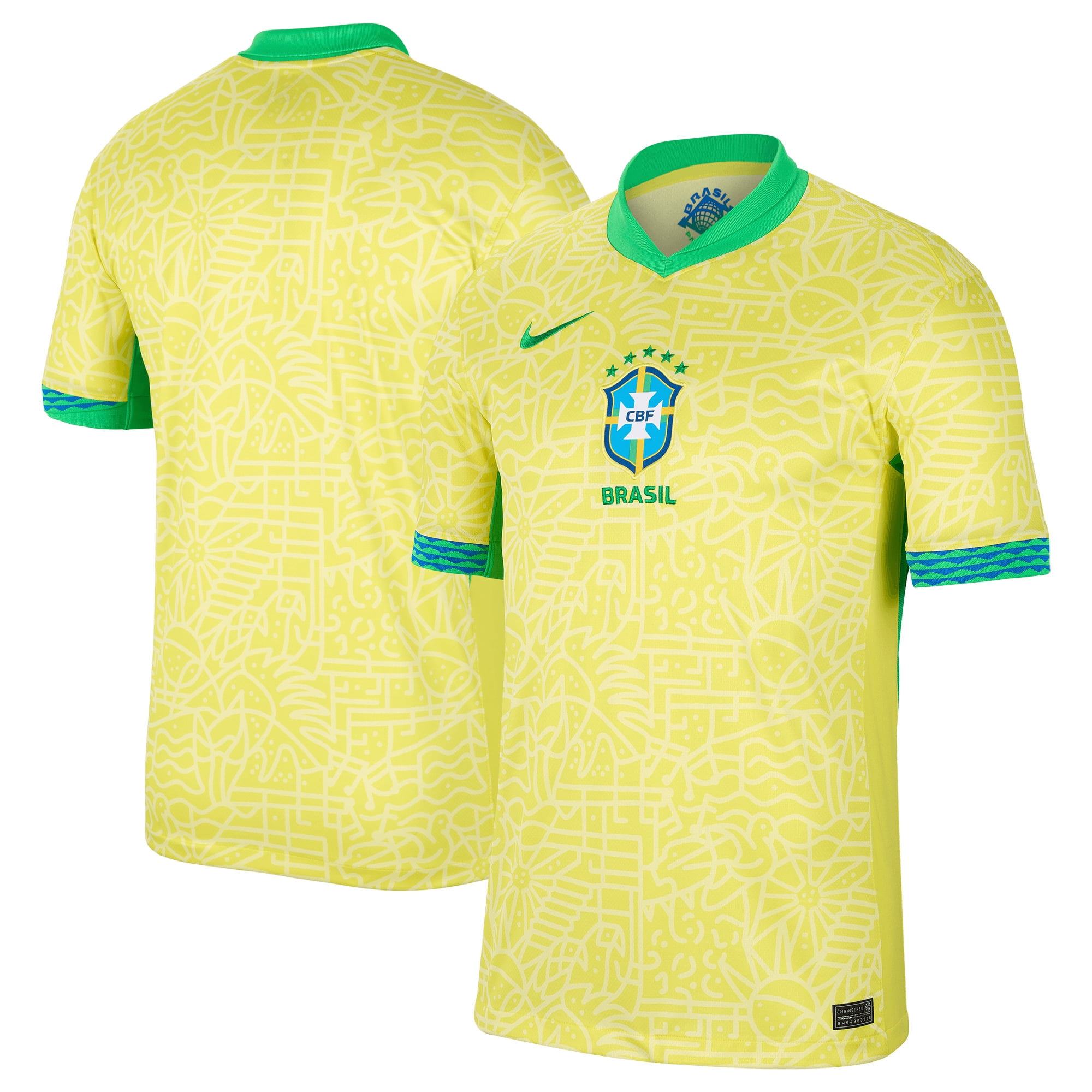 Men's Nike Yellow Brazil National Team 2024 Home Stadium Replica Jersey ...