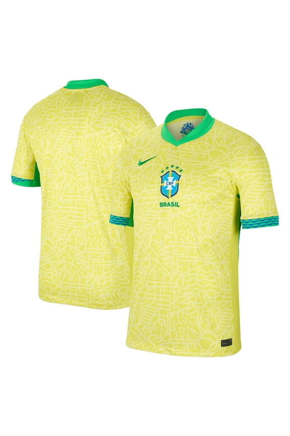 Men's Nike Yellow Brazil National Team 2024 Home Stadium Replica Jersey