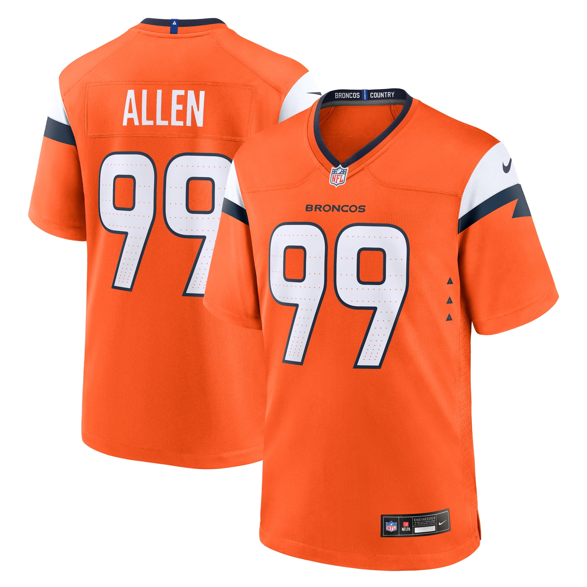 Men's Nike Zach Allen Orange Denver Broncos Team Game Jersey