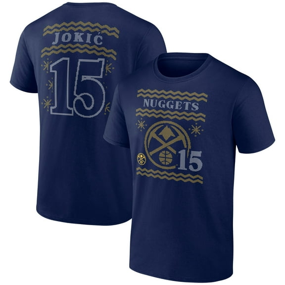 Men's Nikola Jokic Navy Denver Nuggets Ugly Sweater Name & Number T-Shirt