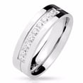 thumbnail image 1 of Men's Nine Clear Round CZs Set Center 316 Stainless Steel Wedding Band Ring - Size 13, 1 of 4