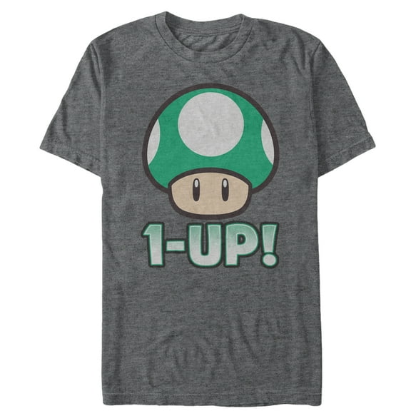 Men's Nintendo 1-Up Mushroom Graphic Tee Charcoal Heather 4X Large
