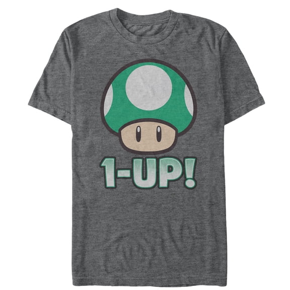 Men's Nintendo 1-Up Mushroom Graphic Tee Charcoal Heather Medium