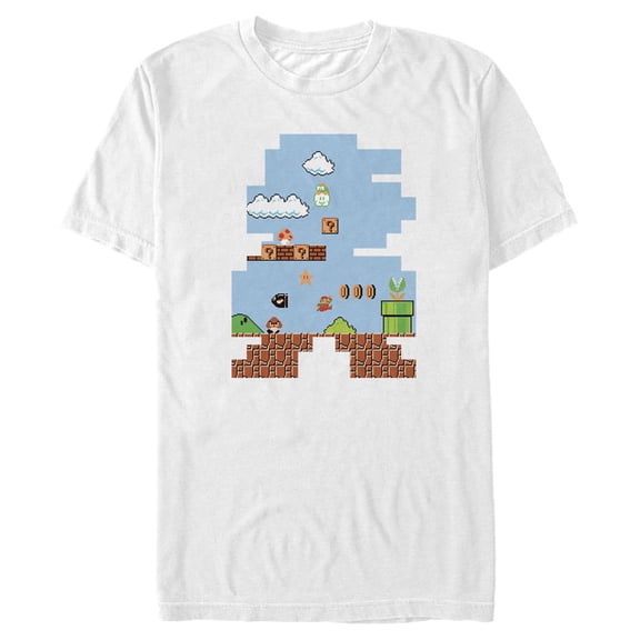 Men's Nintendo 8-Bit Mario Gameplay Silhouette Graphic Tee White 2X Large