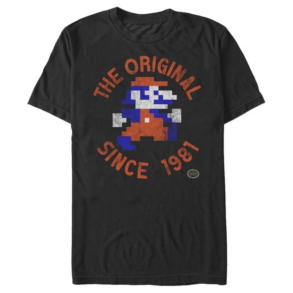 Men's Nintendo 8-Bit Mario Man 1981 Graphic Tee Black Large
