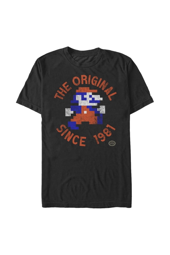 Men's Nintendo 8-Bit Mario Man 1981 Graphic Tee Black Large