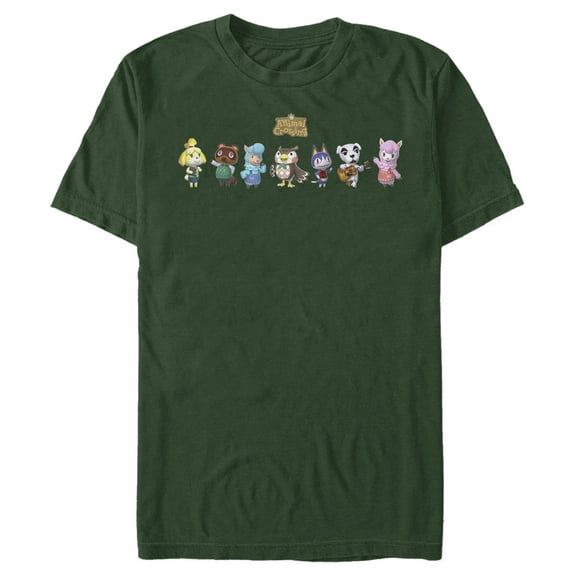 Men's Nintendo Animal Crossing Character Lineup Graphic Tee Dark Green Medium