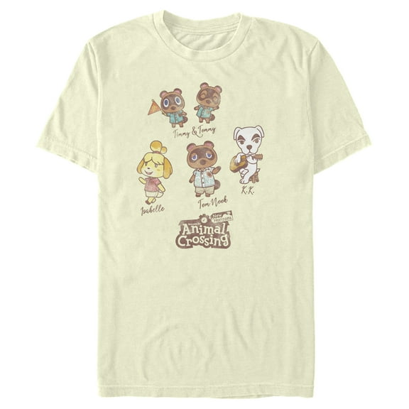 Men's Nintendo Animal Crossing New Horizons Crew Graphic Tee Beige Medium
