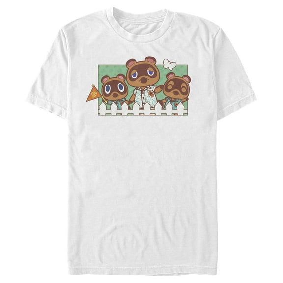 Men's Nintendo Animal Crossing Nook Family Portrait Graphic Tee White 3X Large