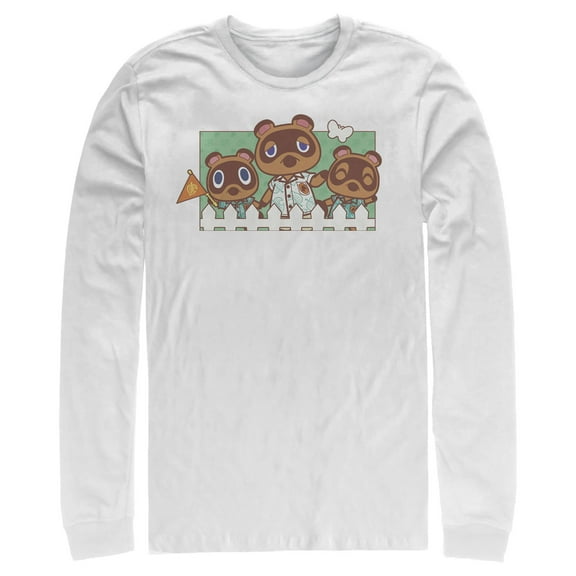 Men's Nintendo Animal Crossing Nook Family Portrait  Long Sleeve Shirt White Large