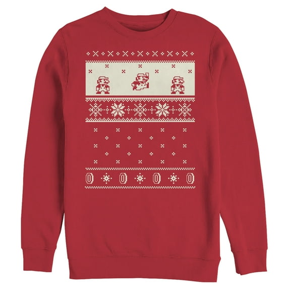 Men's Nintendo Christmas Sweater Mario Sweatshirt Red X Large