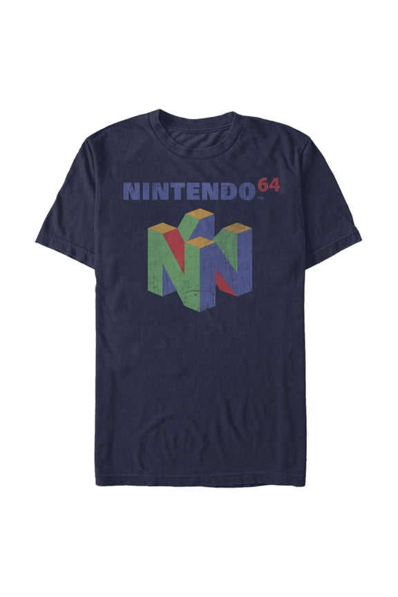 Men's Nintendo Classic N64 Graphic Tee Navy Blue Medium