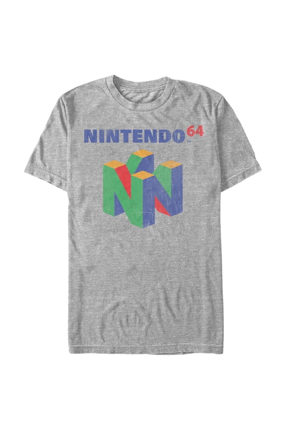 Men's Nintendo Classic N64 Logo Graphic Tee Athletic Heather Large