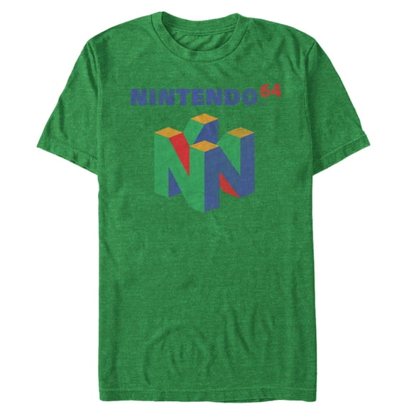 Men's Nintendo Classic N64 Logo Graphic Tee Kelly Heather X Large