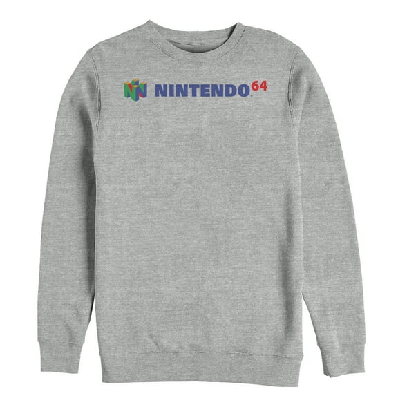 Men's Nintendo Classic N64 Logo Text Sweatshirt Athletic Heather Medium