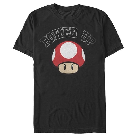 Men's Nintendo Classic Power Up Mushroom  Graphic Tee Black Small