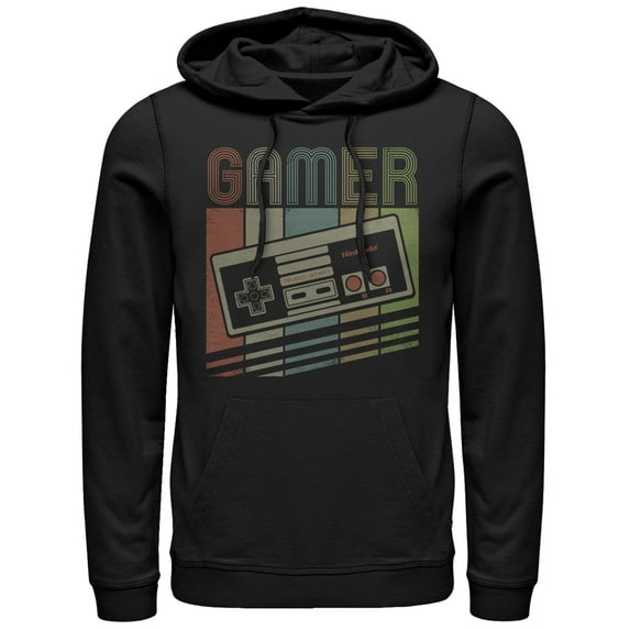 Men's Nintendo Controller Pullover Hoodie Color: Black Size: L