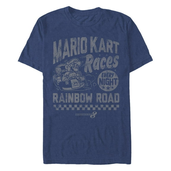 Men's Nintendo Distressed Mario Races Every Night  Graphic T-Shirt