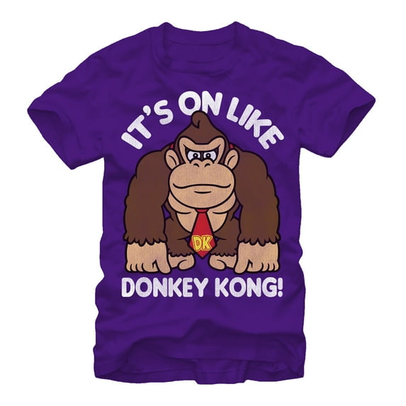 Men's Nintendo Donkey Kong Fist Pump Graphic Tee Purple Medium