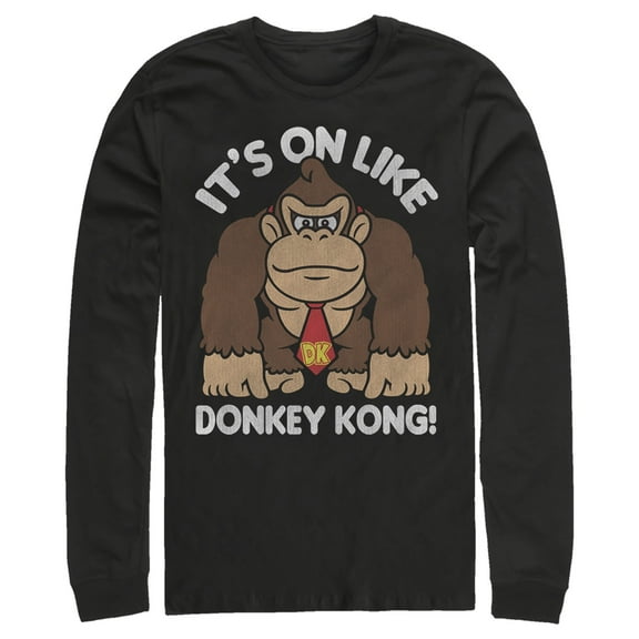 Men's Nintendo Donkey Kong Fist Pump Long Sleeve Shirt Black 2X Large