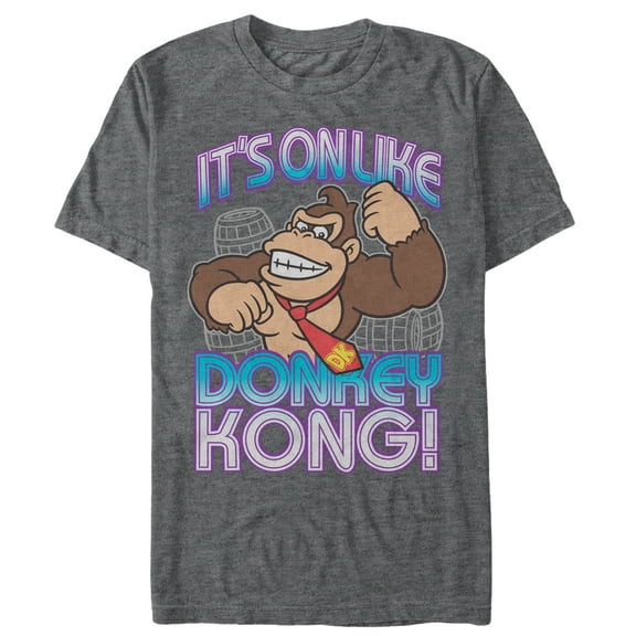Men's Nintendo Donkey Kong It's On Graphic Tee Charcoal Heather Medium