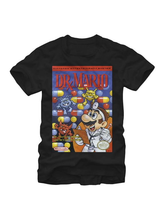 Men's Nintendo Dr. Mario NES Graphic Tee Black Large