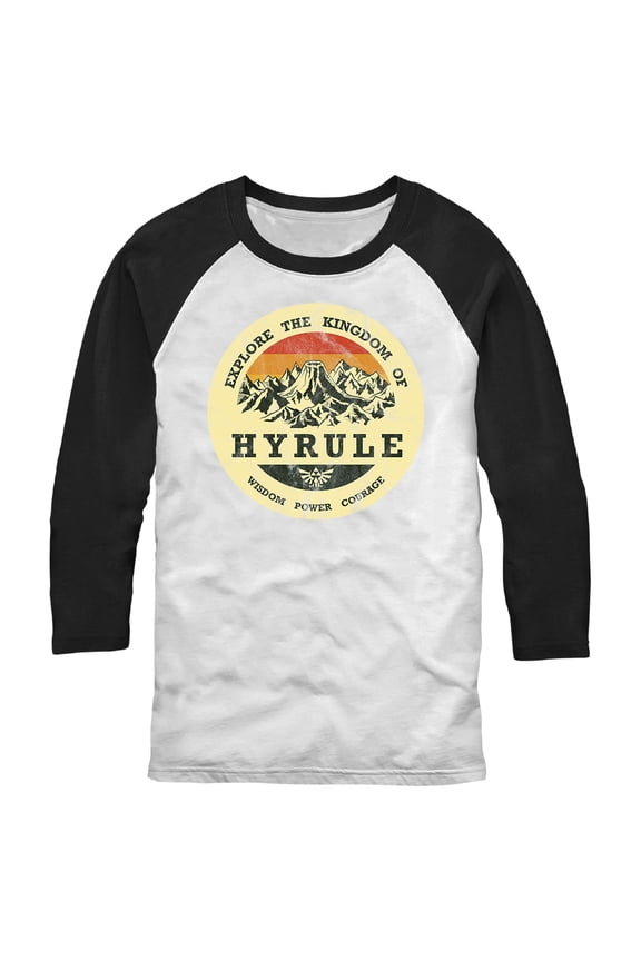 Men's Nintendo Explore Hyrule Baseball Graphic Tee White/Black 2X Large
