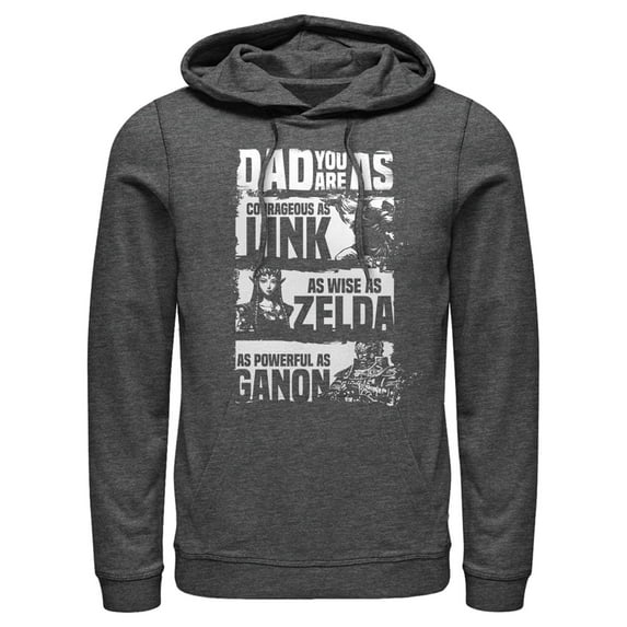 Men's Nintendo Father's Day Legend of Zelda Classic Qualities Pull Over Hoodie Charcoal Heather 2X Large