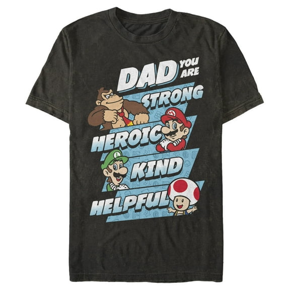 Men's Nintendo Father's Day Mario Dad Qualities  Graphic Tee Black 2X Large
