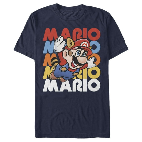 Men's Nintendo Flying Raccoon Mario Graphic Tee Navy Blue Small