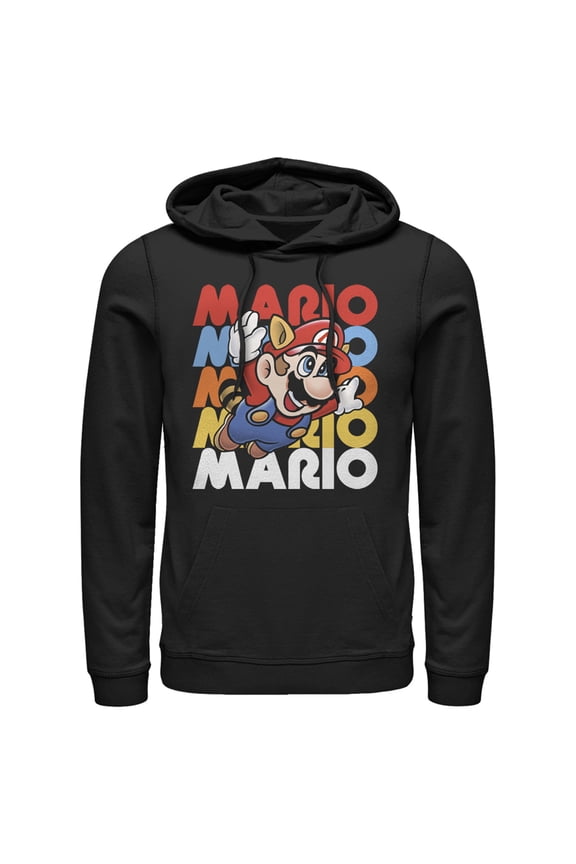 Men's Nintendo Flying Raccoon Mario Pull Over Hoodie Black Medium