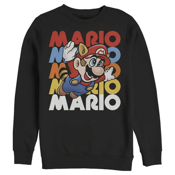Men's Nintendo Flying Raccoon Mario Sweatshirt Black 3X Large