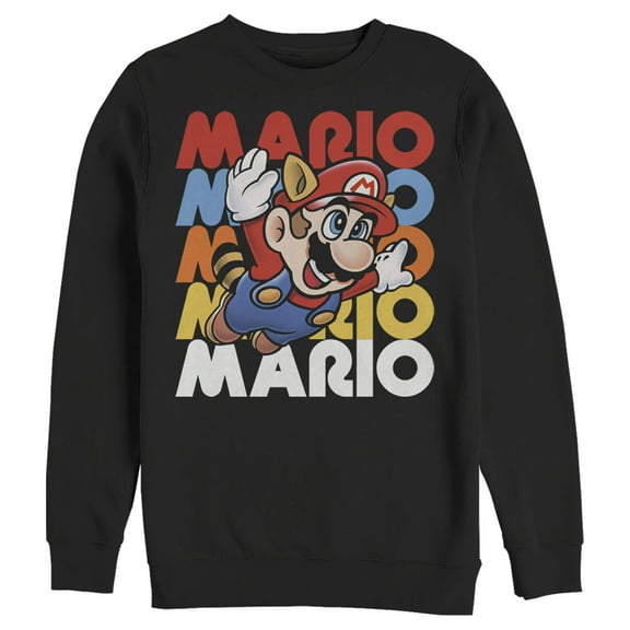 Men's Nintendo Flying Raccoon Mario Sweatshirt Black X Large