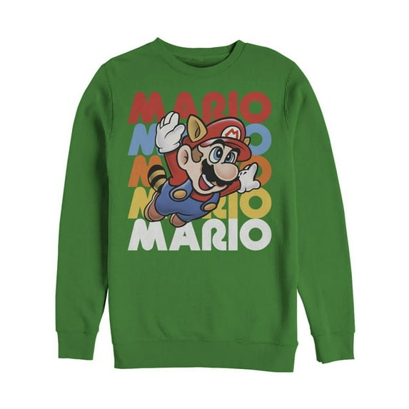 Men's Nintendo Flying Raccoon Mario Sweatshirt Kelly Green Large