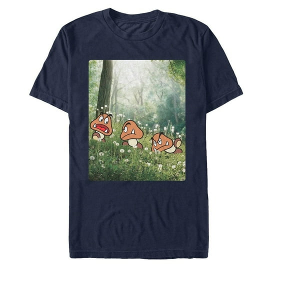 Men's Nintendo Goomba Forest Walk  Graphic Tee Navy Blue Large